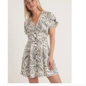Marine Layer Camila Dress Floral A-Line Mini Black And White Foliage NWT Small